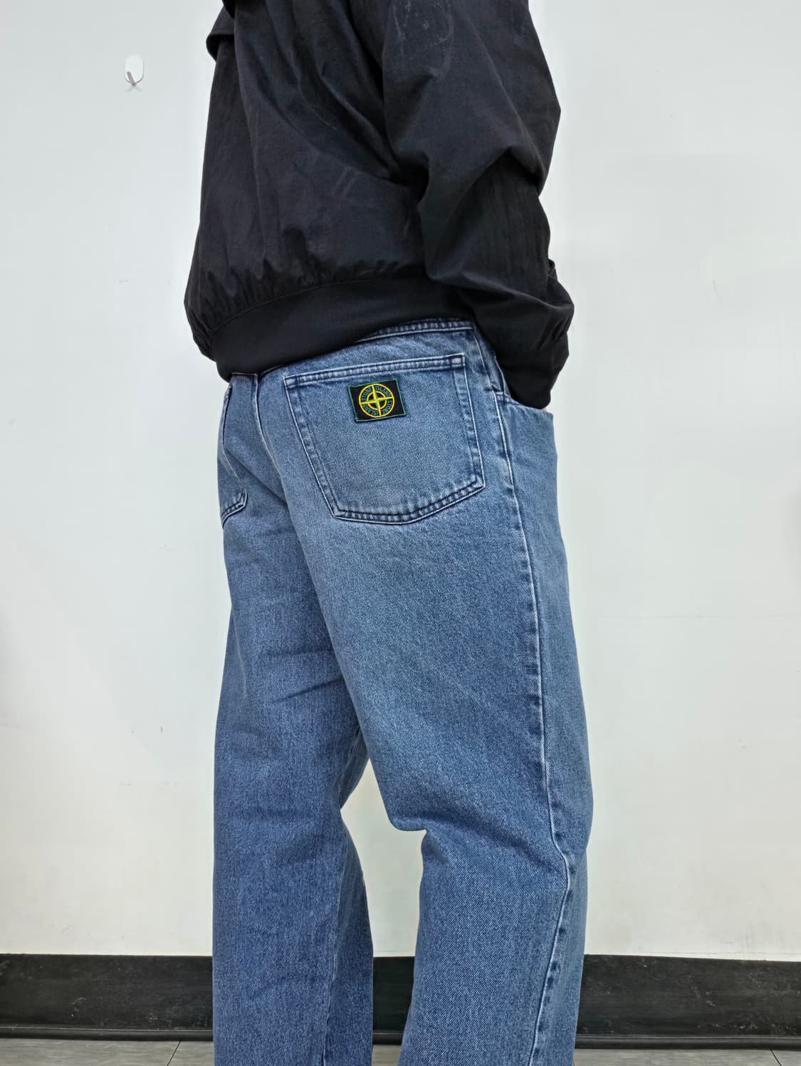 90s 스톤 아일랜드 그린 엣지 루즈 핏 청바지 상품이미지1