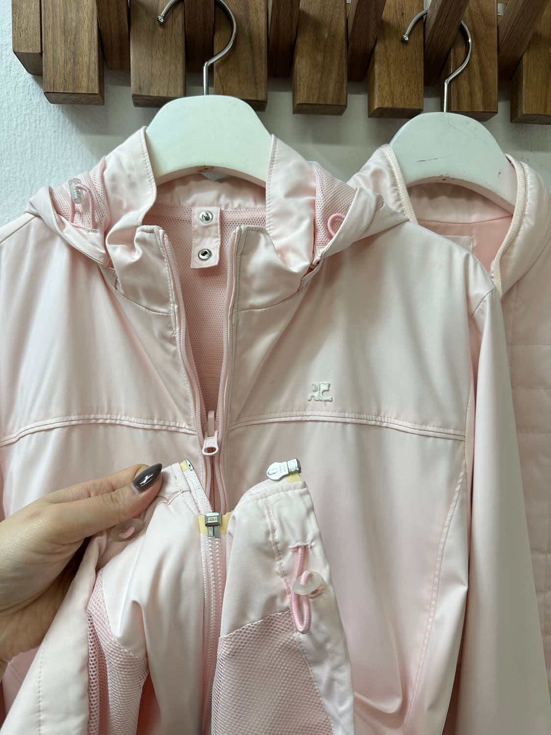 Courrèges 꾸레쥬 2way 라이트 핑크 후드 자켓 + 퀼팅 베스트 상품이미지10