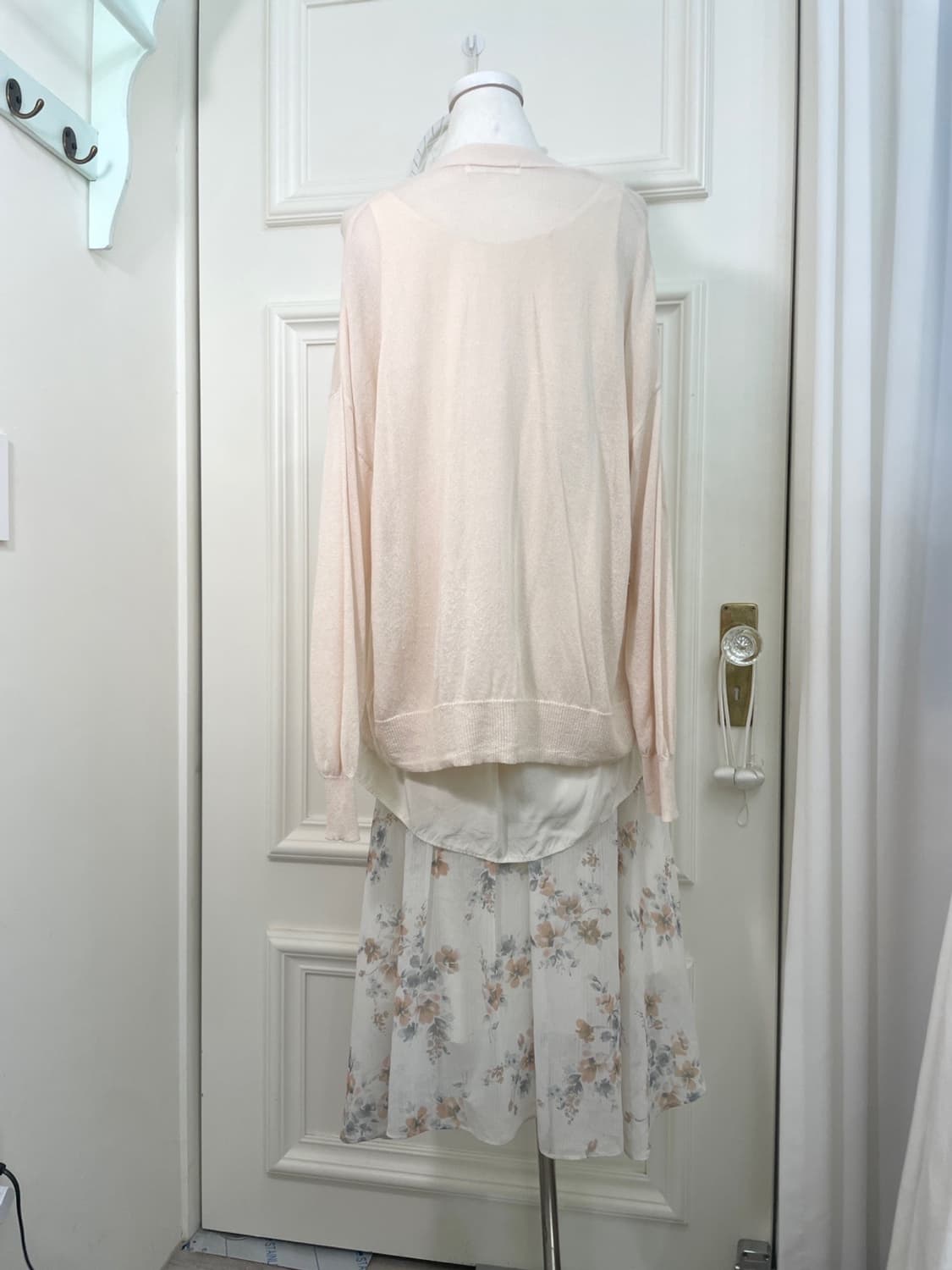 sheer coral open cardigan&100%silk back 상품이미지4