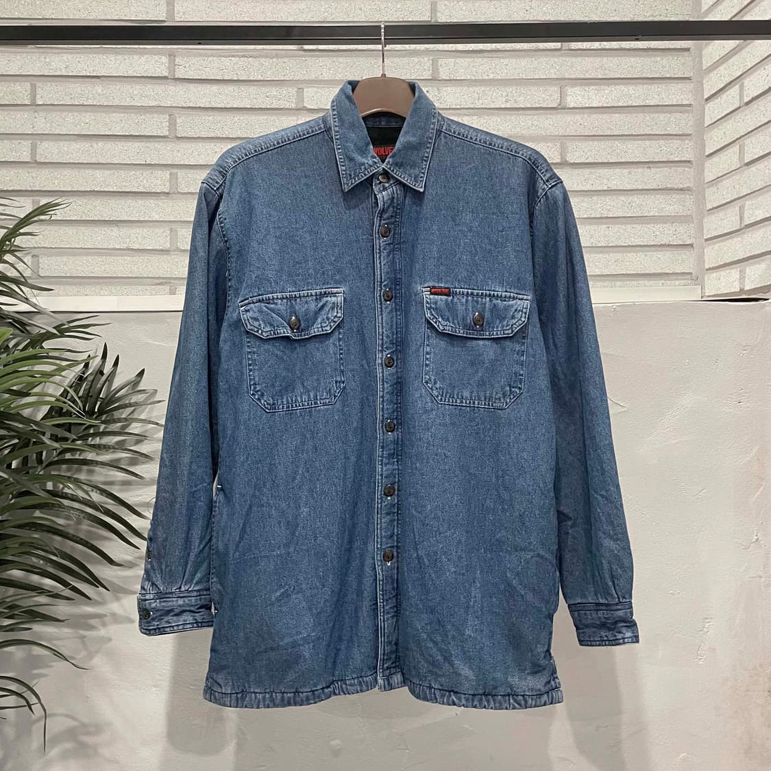 USA VINTAGE 데님 셔츠 자켓 쉐르파 안감 투포켓 디테일 진청 상품이미지1