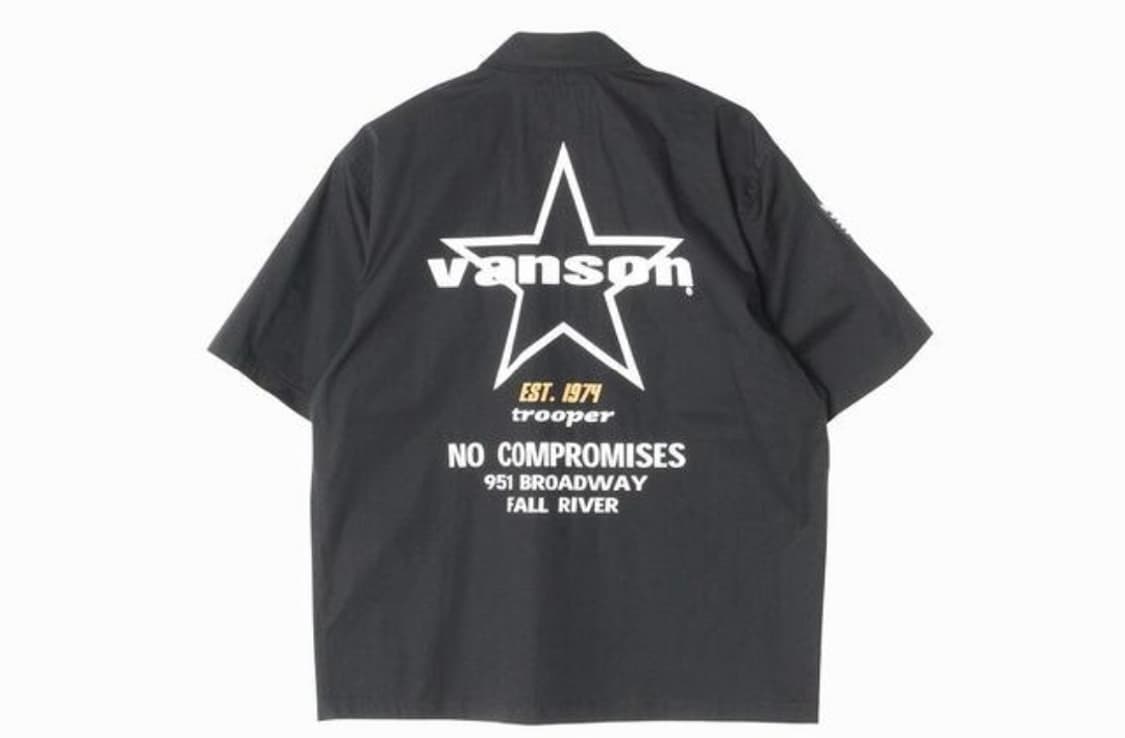 Vanson 반팔 워크 셔츠 블랙 상품이미지2