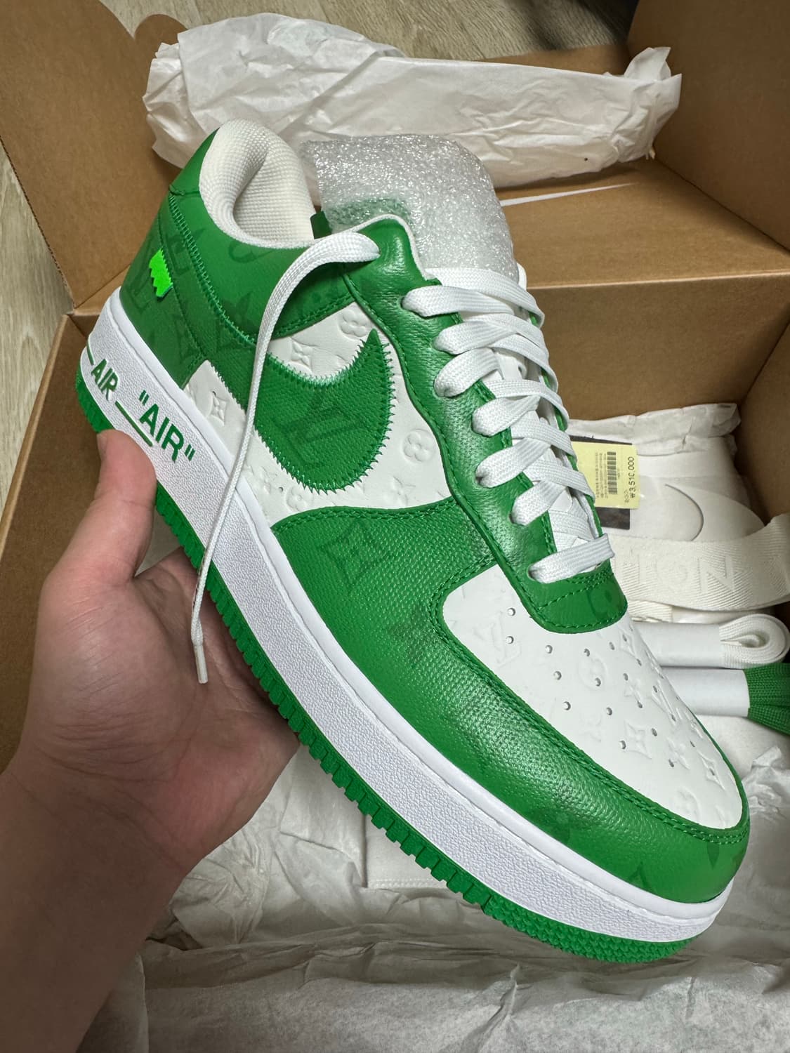 [US10] 루이비통 x 나이키 에어포스 화이트 짐 그린 상품이미지1