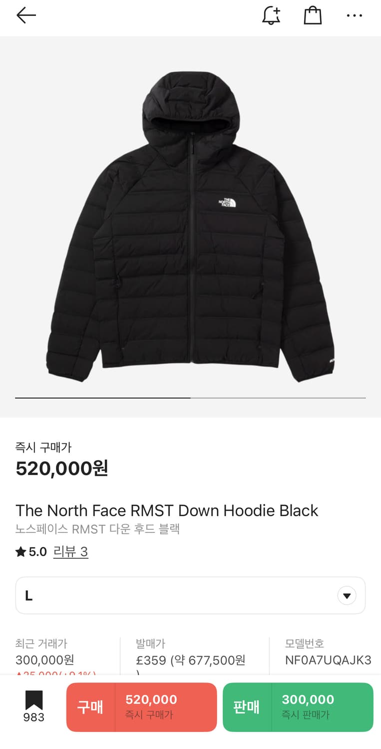 [L] 노스페이스 RMST 경량 패딩 상품이미지2
