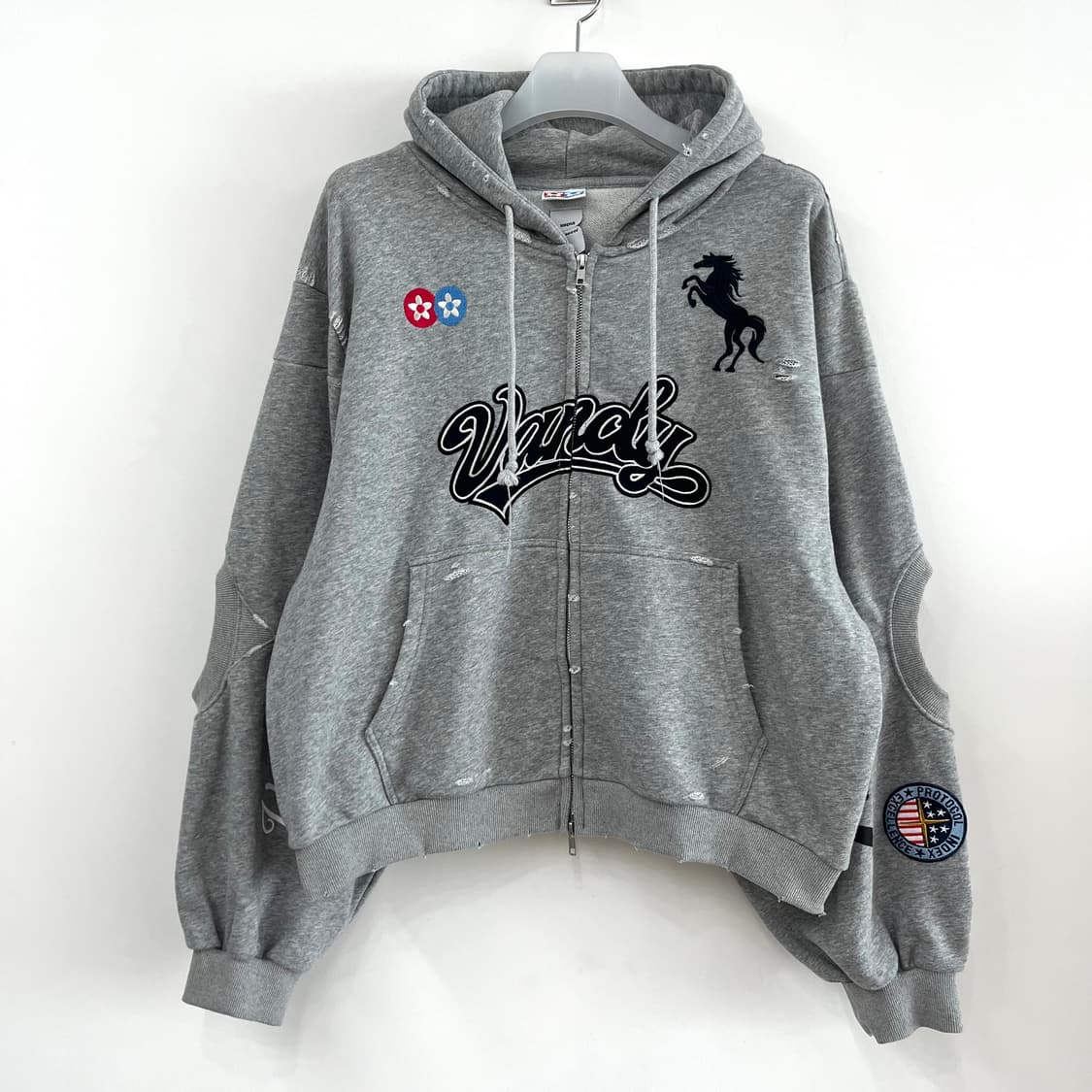 (새상품) 프로토콜 인덱스 x 반디 더 핑크 리컨스트럭티드 후드집업 상품이미지2