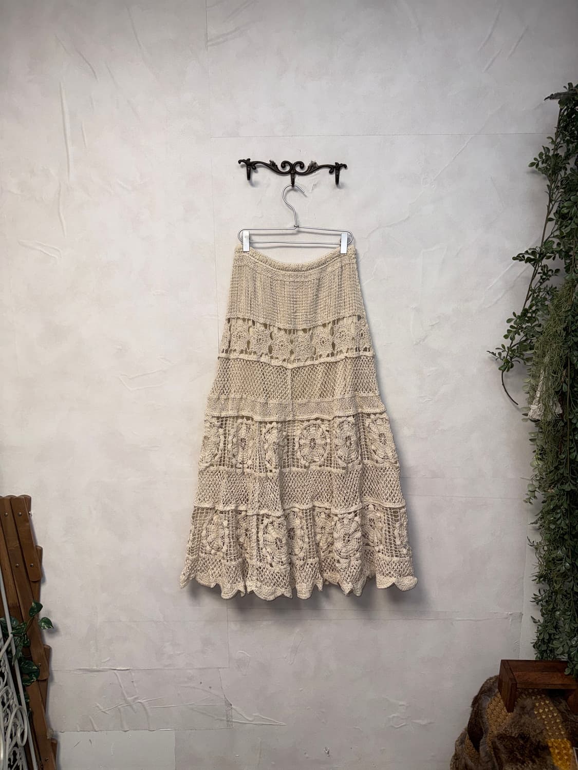 Ivory flower crochet maxi skirt 상품이미지3