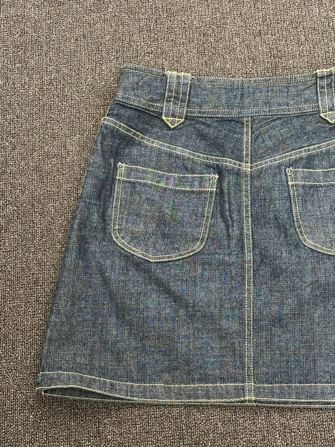 OS)Japanese vintage 스티치 진청 데님 미니 스커트 상품이미지5