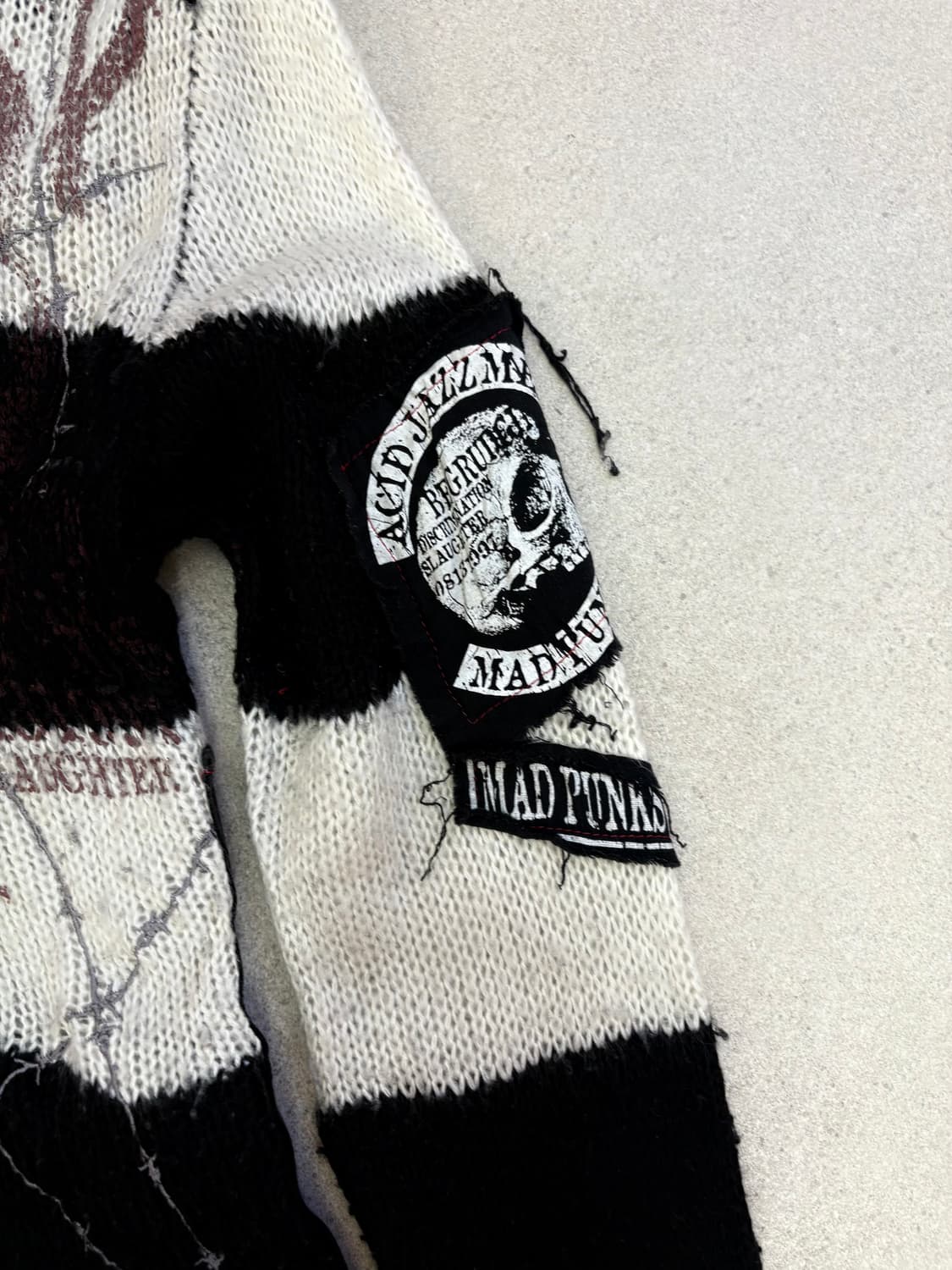 매드펑크 단가라 고양이 후드집업 상품이미지5