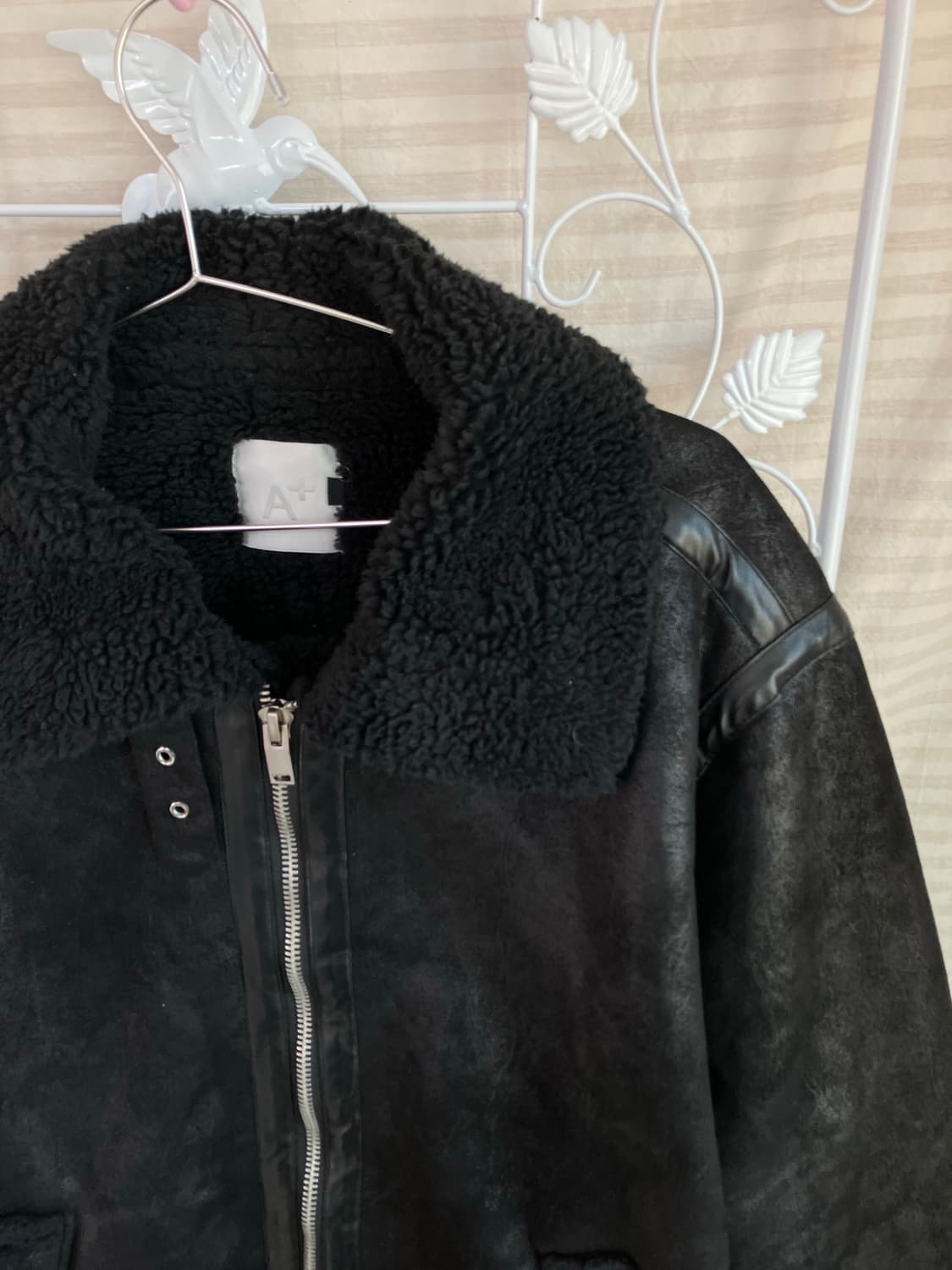 빈티지 블랙 기모 무스탕 y2k 스트릿 갸루 펑키 일본빈티지W-553  상품이미지4