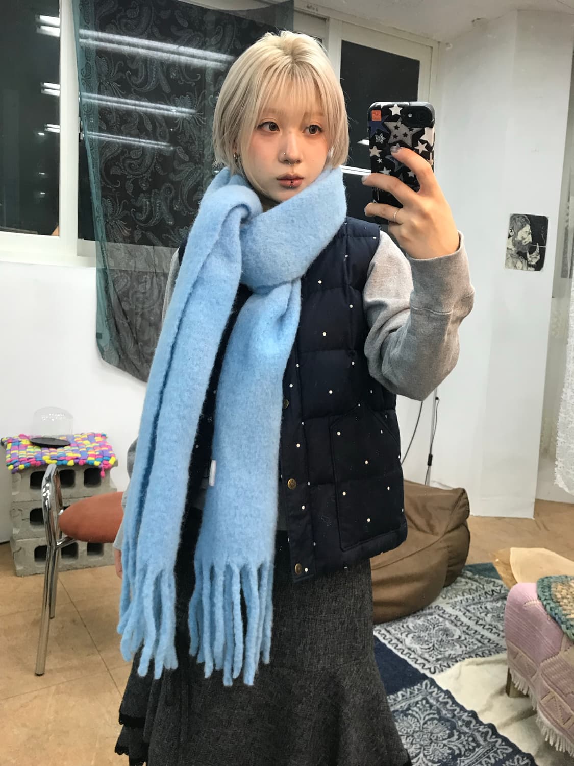 타티아나 울 스카이블루 머플러 목도리  상품이미지2