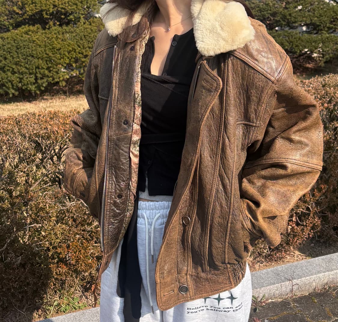 윈드아머 리얼레더 무스탕 가죽 자켓 상품이미지1