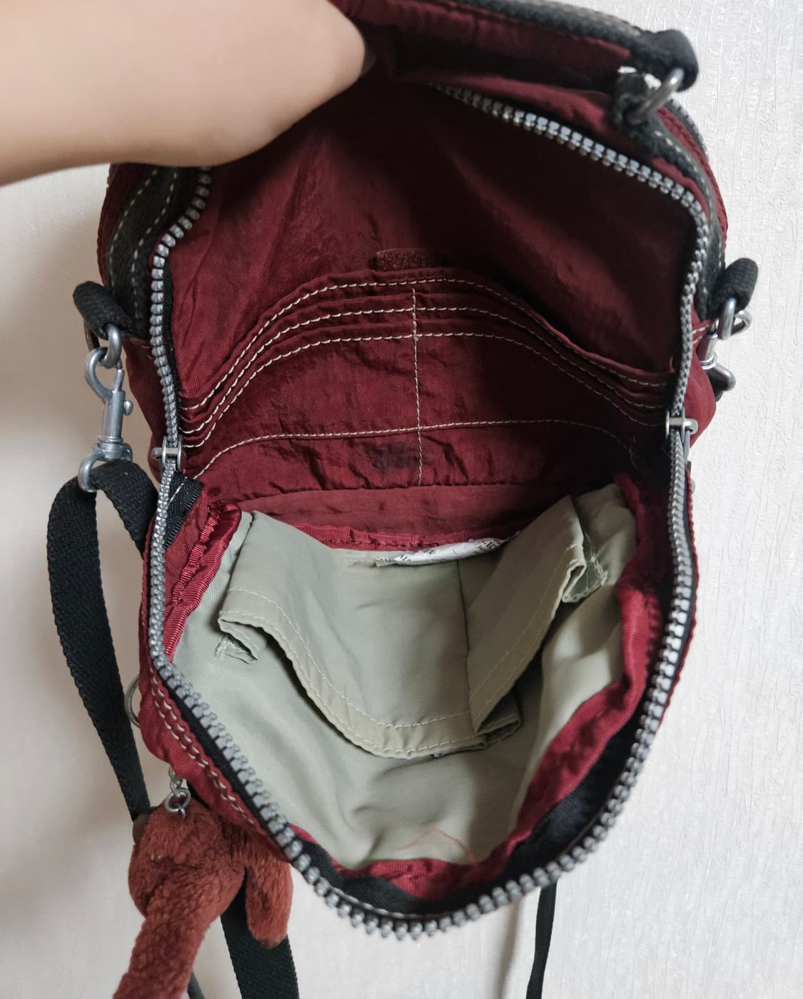 키플링 크로스백 와인/버건디 레드/로즈핑크/빈티지 모리걸 y2k 상품이미지4