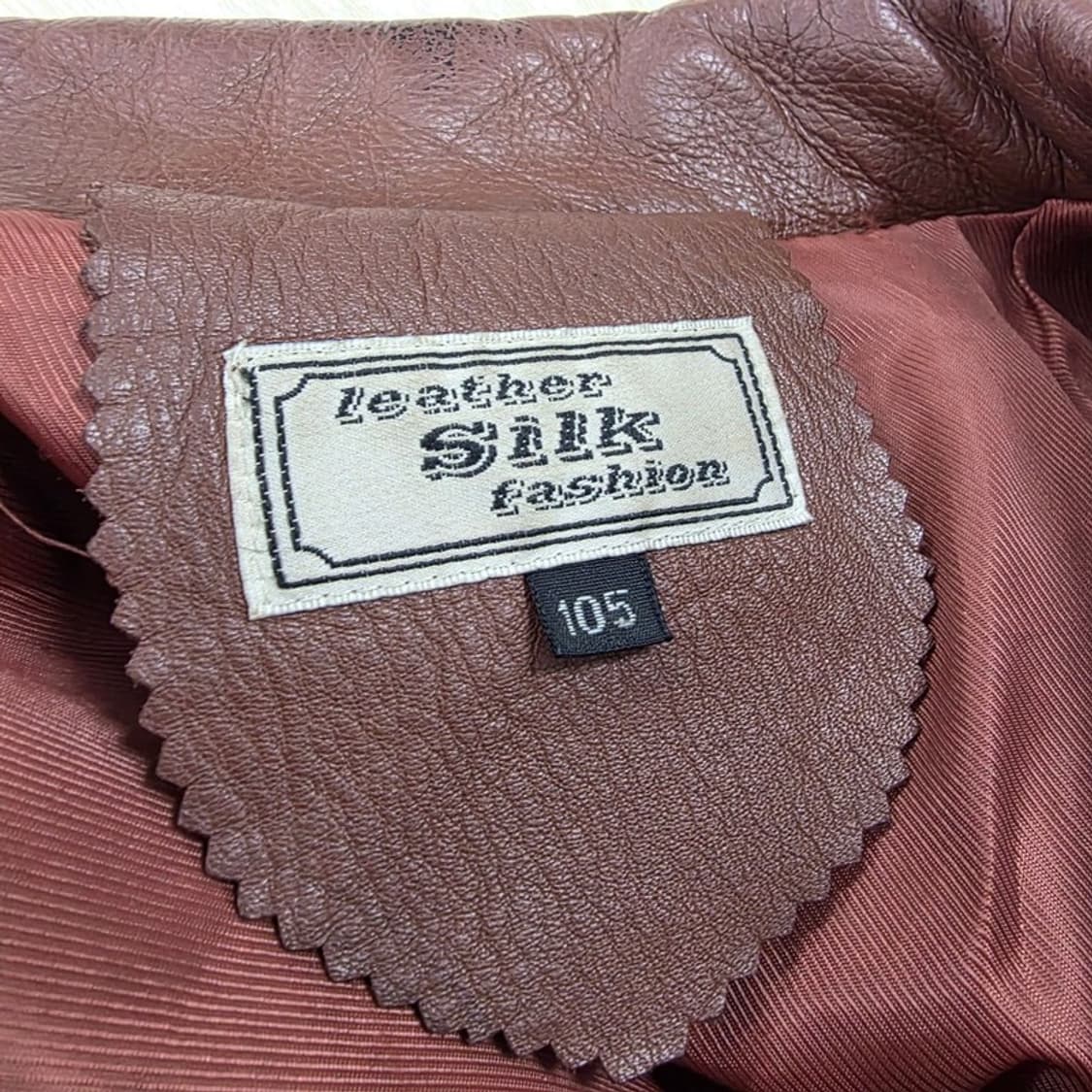 Silk 빈티지 레드브라운 헤비웨이트 소가죽 트러커 자켓 XL 상품이미지5