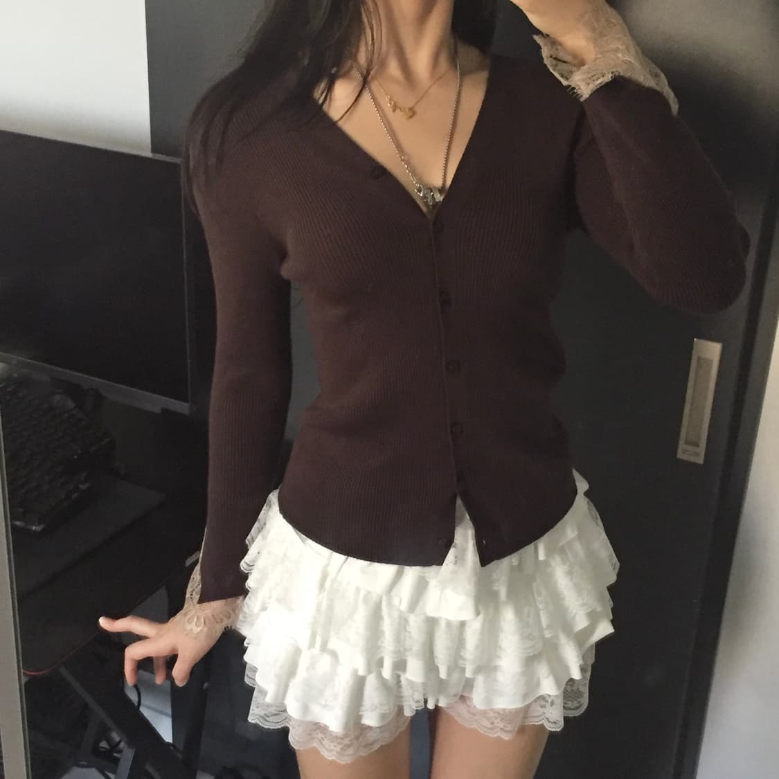 Ketty 레이스 오네갸루 브이넥 니트 가디건 상품이미지3