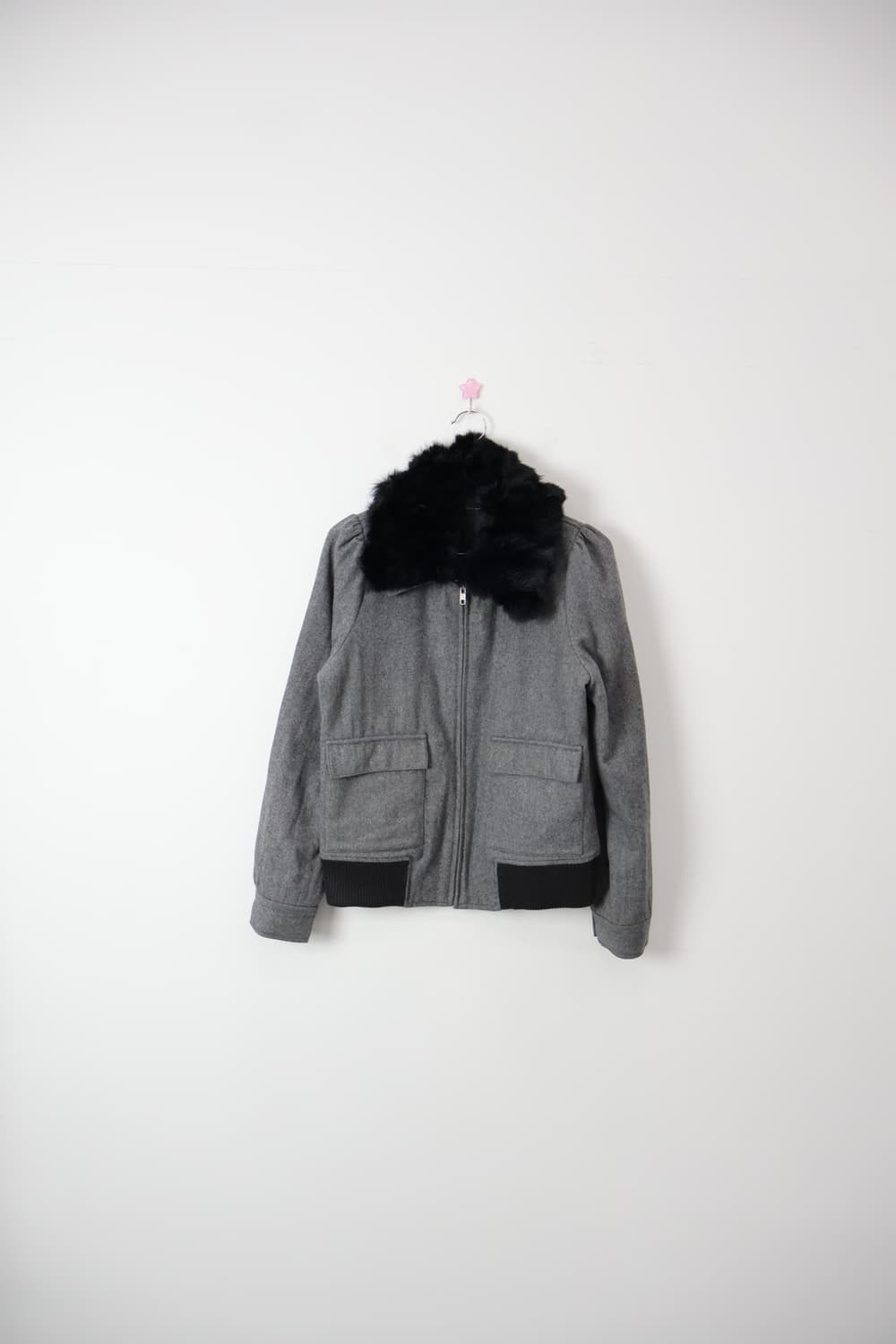 Jpn Wool Blend Rabbit Fur Collar Jacket 상품이미지4