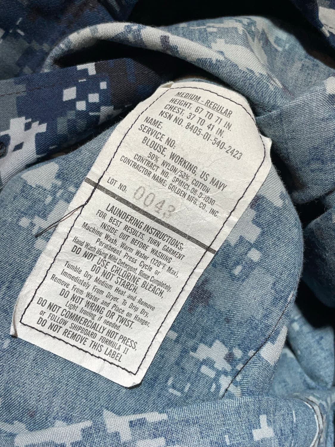 M US ARMY 오리지널 미해군 디지털 카모자켓 상품이미지6