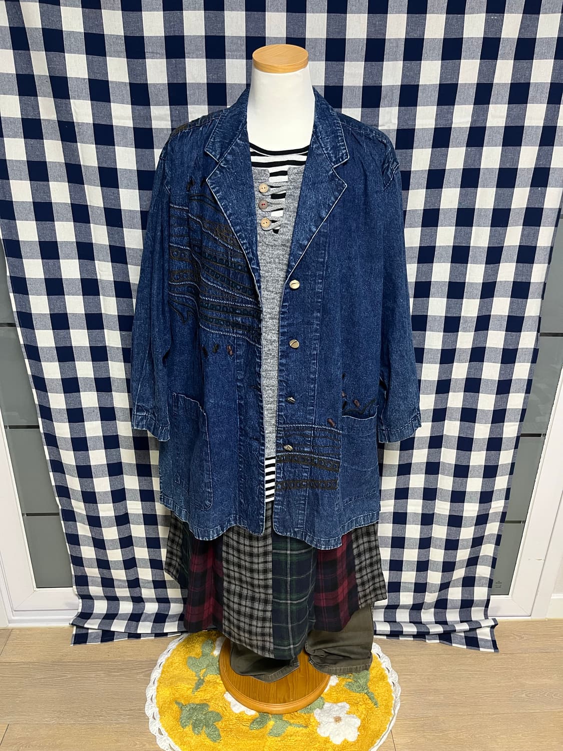 오버사이즈 자수 데님 재킷 상품이미지6