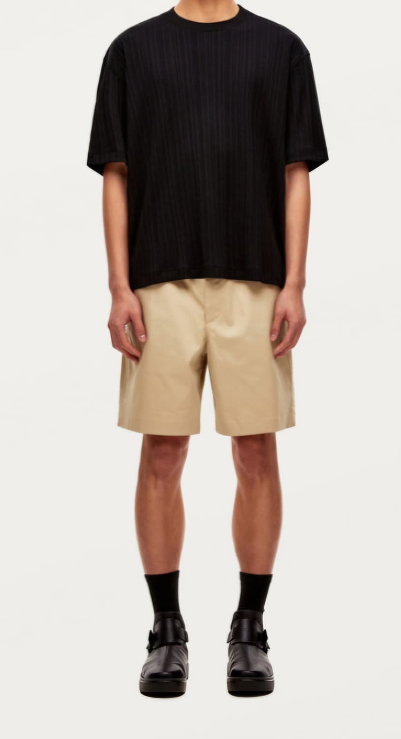 솔리드옴므 베이지 자수 로고 쇼츠 상품이미지1