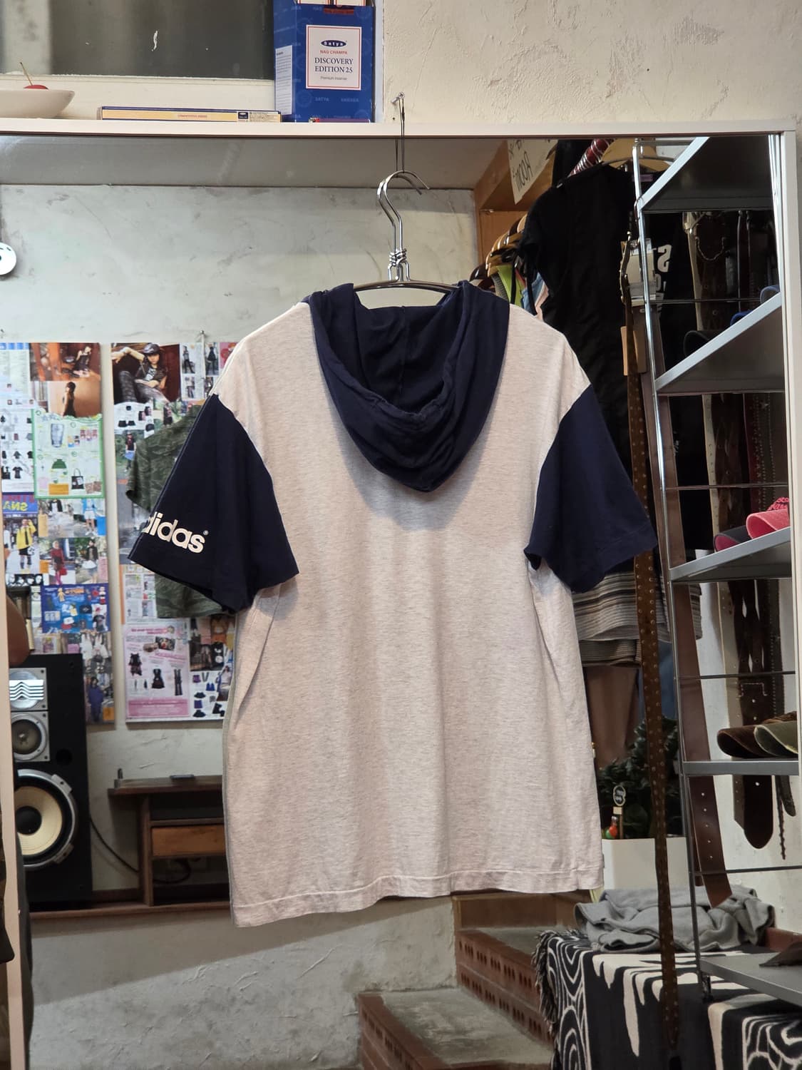 JPN 00S 아디다스 배색 반팔 후드 상품이미지4