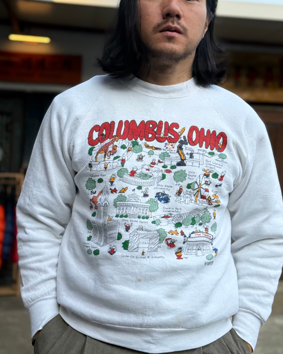 90's 프룻오브더룸 콜럼버스 오하이오 스웻셔츠 L 상품이미지7