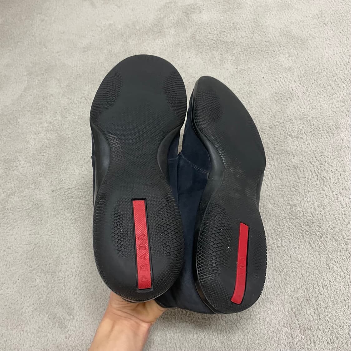 285) 프라다 스포츠 스웨이드 레더 로고 부츠 스니커즈 네이비 상품이미지6