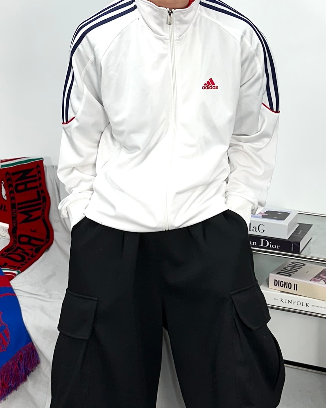 아디다스 화이트 네이비 트랙탑 져지 XL 상품이미지1