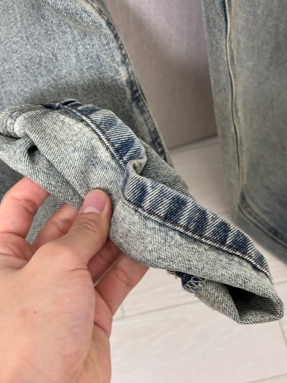 노이어 클래식 스트레이트 데님팬츠 (라이트블루) 48 상품이미지4