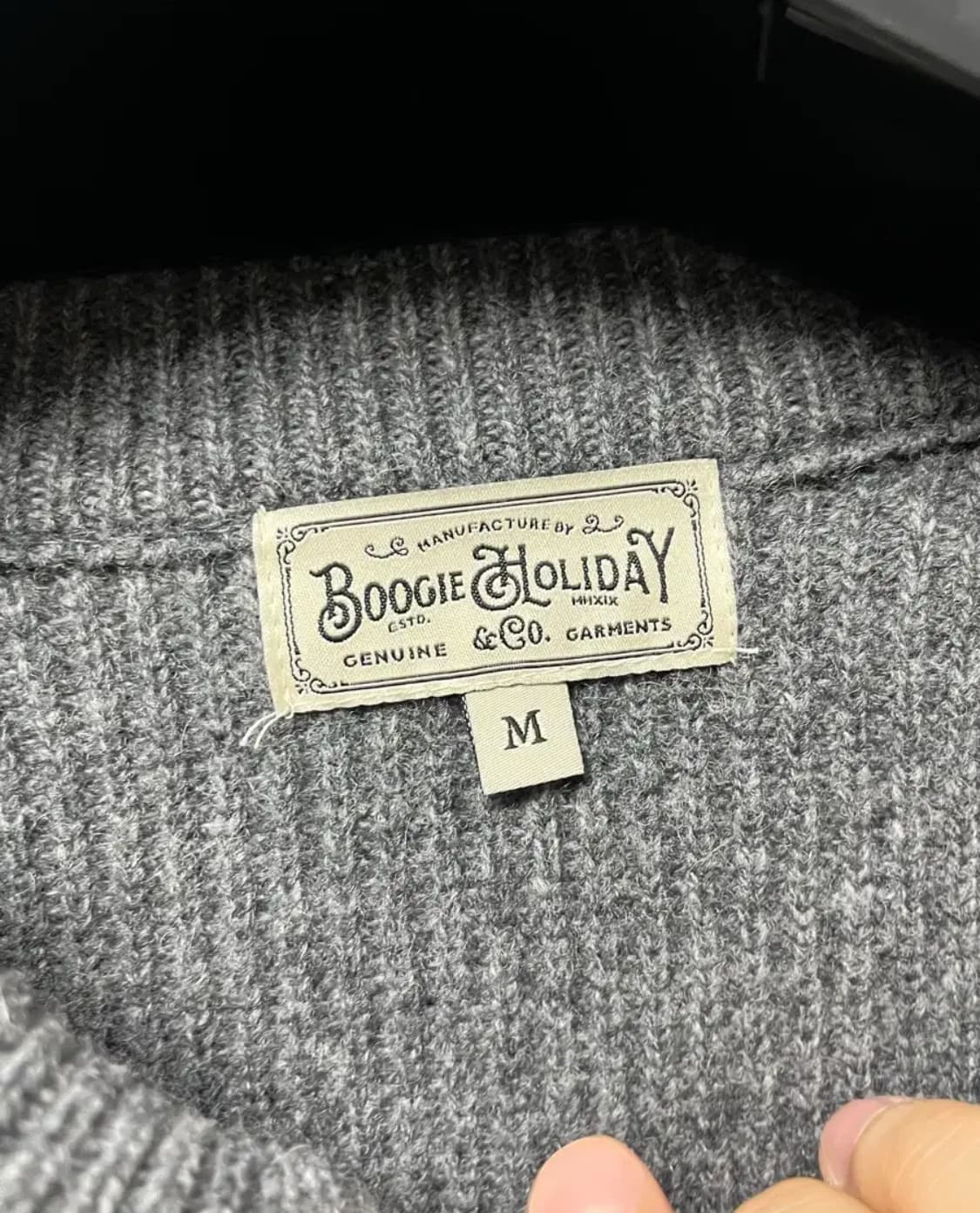 [M] 부기홀리데이 램스울 라운드넥 가디건 차콜 상품이미지4