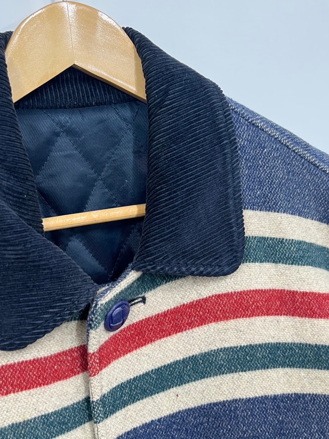 빈티지 패턴 스트라이프 안감 퀼팅 모직 점퍼 상품이미지2