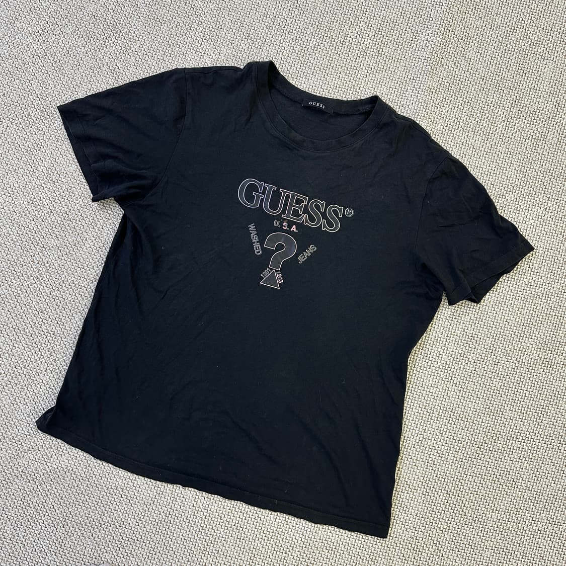 XL 게스 블랙 그래픽 크루넥 반팔  0331D 상품이미지1