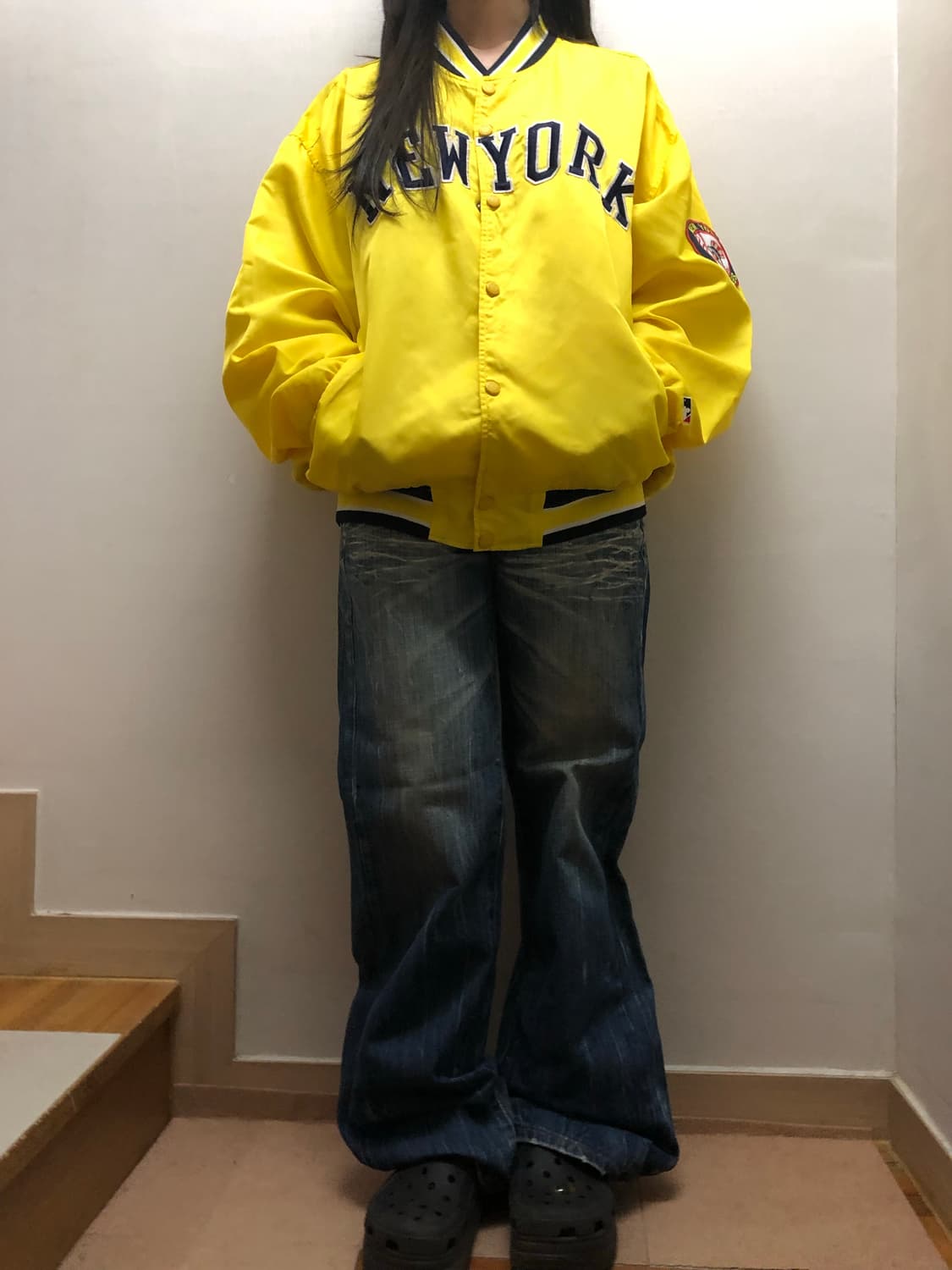 빈티지 에비수 레드 패치 데님 팬츠 상품이미지5