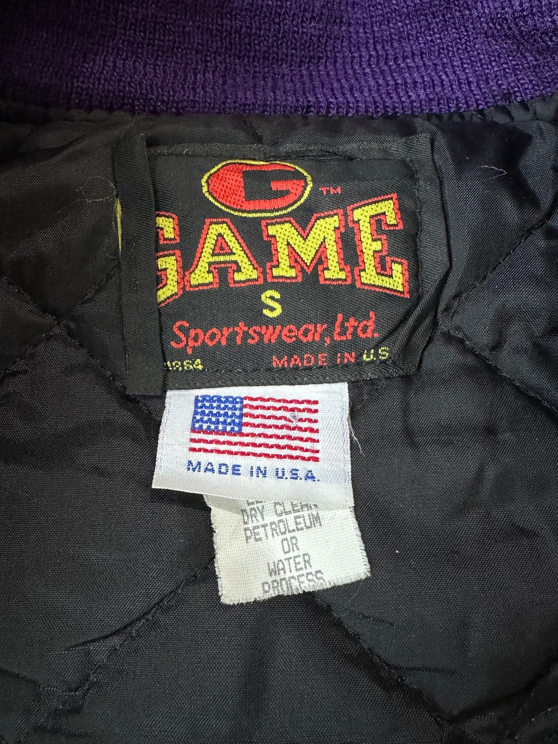 90s USA 울레더 바시티 퍼플 자켓 100 상품이미지7