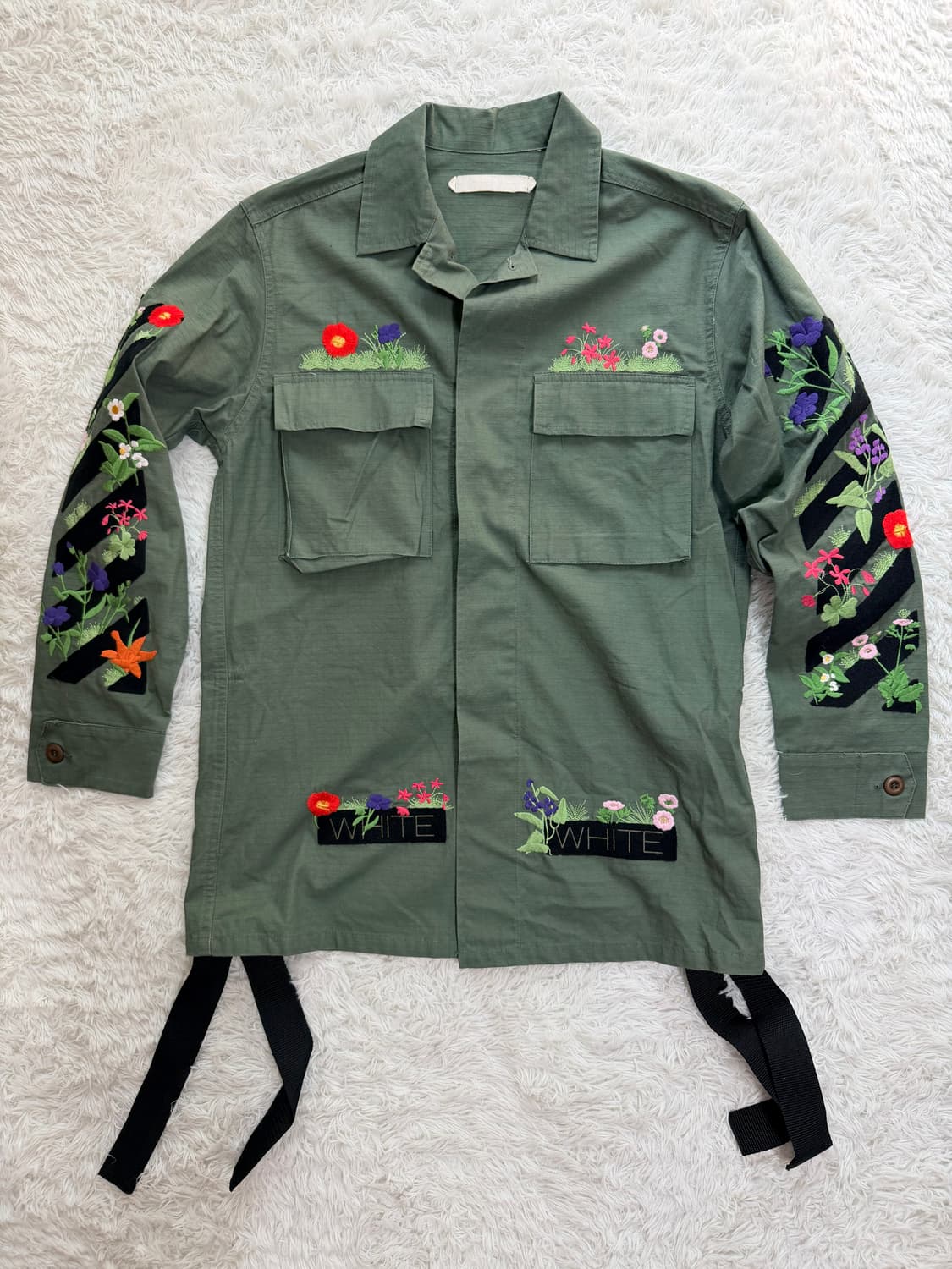 Off-White 카키 꽃무늬 야상 자켓 S 상품이미지5