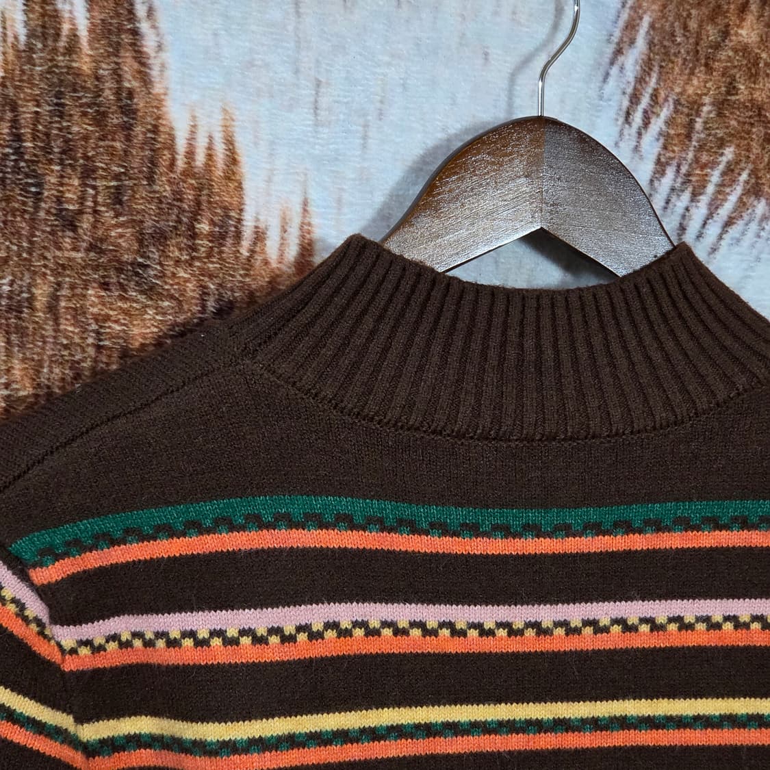 빈티지 브라운 오렌지 노르딕 패턴 니트 상품이미지5