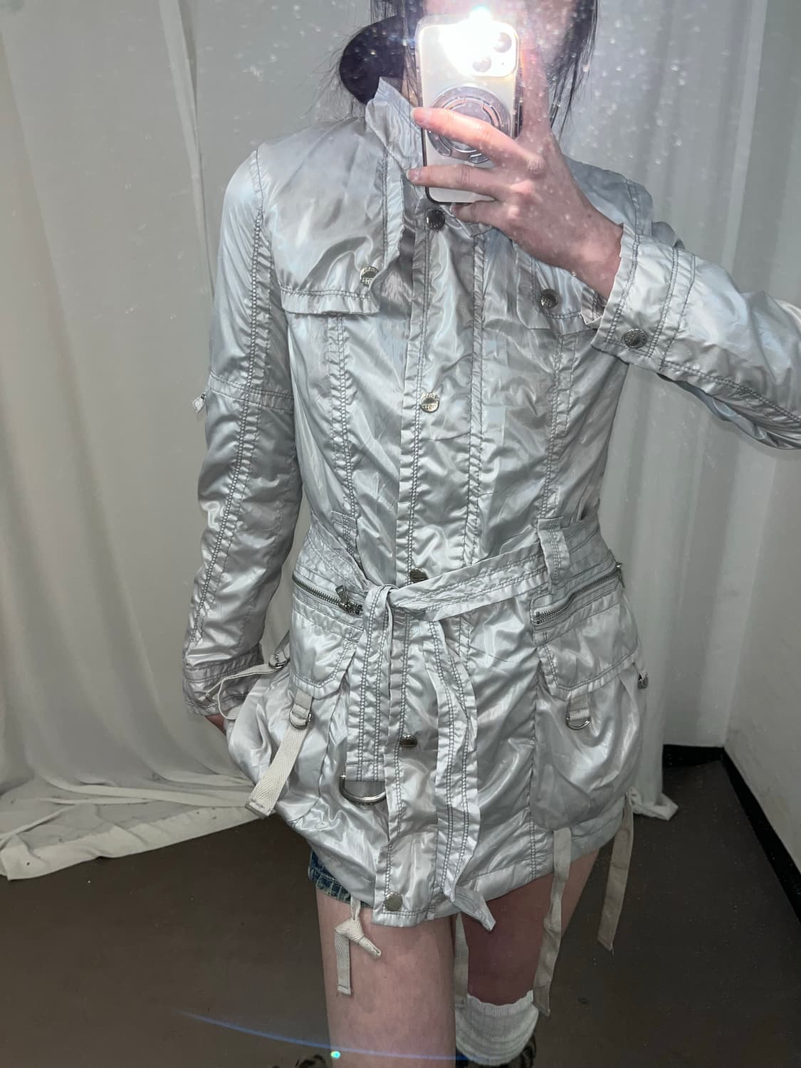 UGIZ Y2K 실버 나일론 자켓 상품이미지8