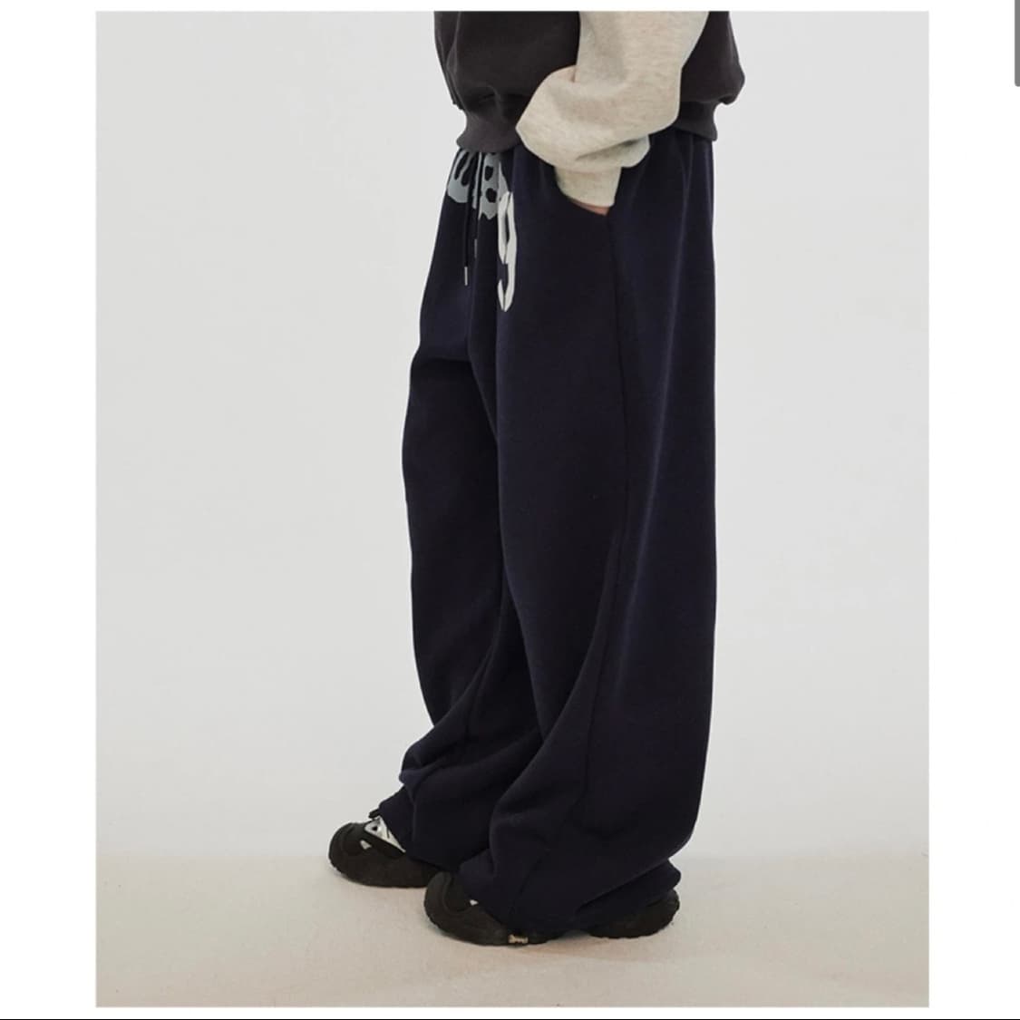 프리마리오 웨이스티드 와이드 트레이닝 팬츠 남녀공용 기모 바지 상품이미지3