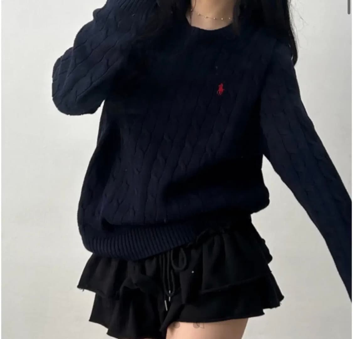 폴로 랄프로렌 신형 큐알택 네이비 케이블 크루넥 니트(L) 상품이미지1