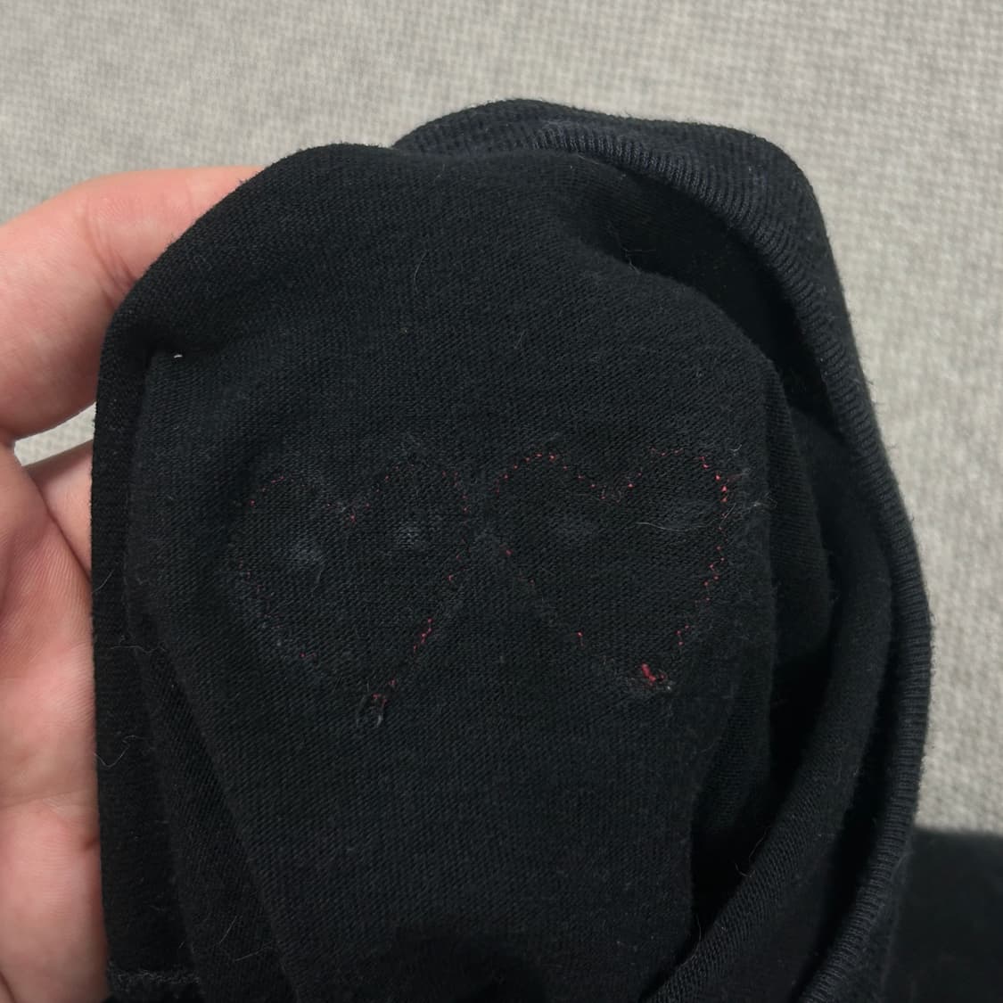 꼼데가르송 더블하트 블랙 반팔(L) 상품이미지5