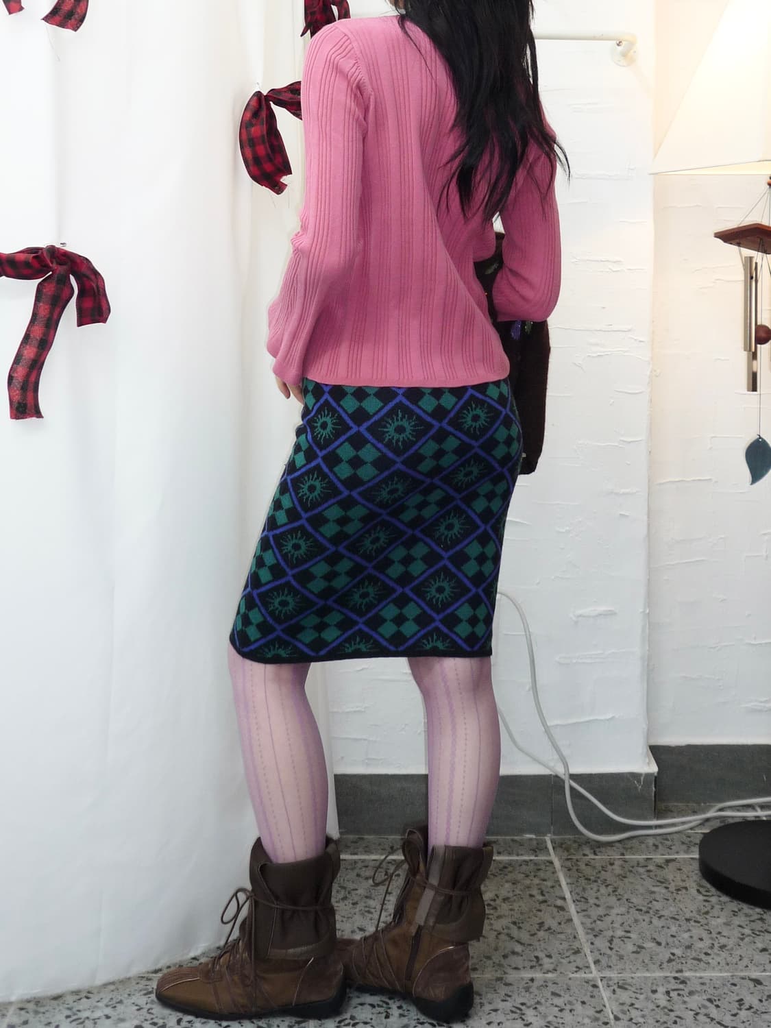 contrast midi knit skirt 상품이미지3