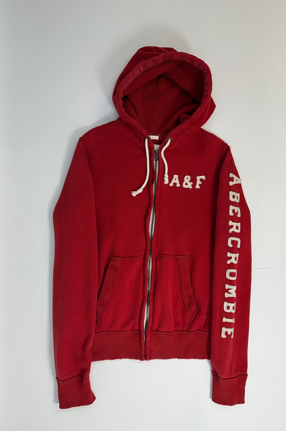 아베크롬비 딥레드 스펠로고 후드집업  상품이미지1