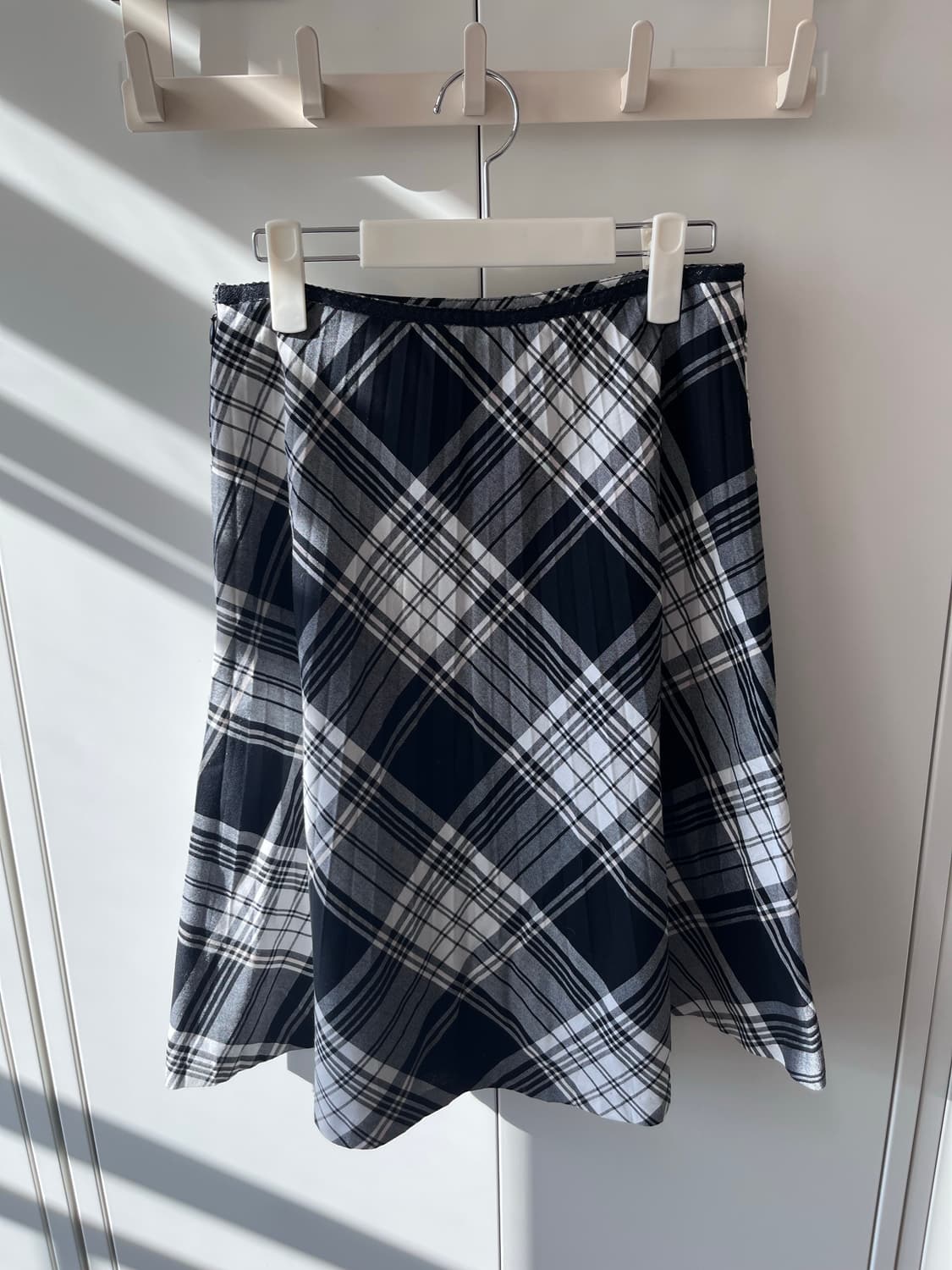 Vintage 체크 주름 플리츠 미디 스커트 상품이미지8