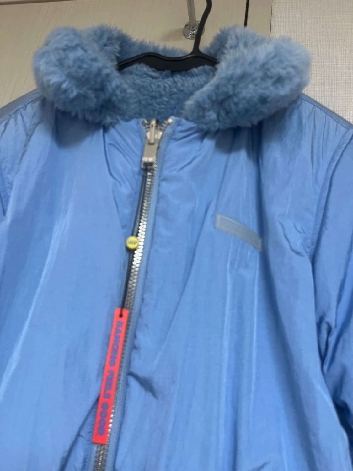 unif 유니프 ice jacket 하늘색 리버시블 패딩 자켓 후리스 상품이미지2