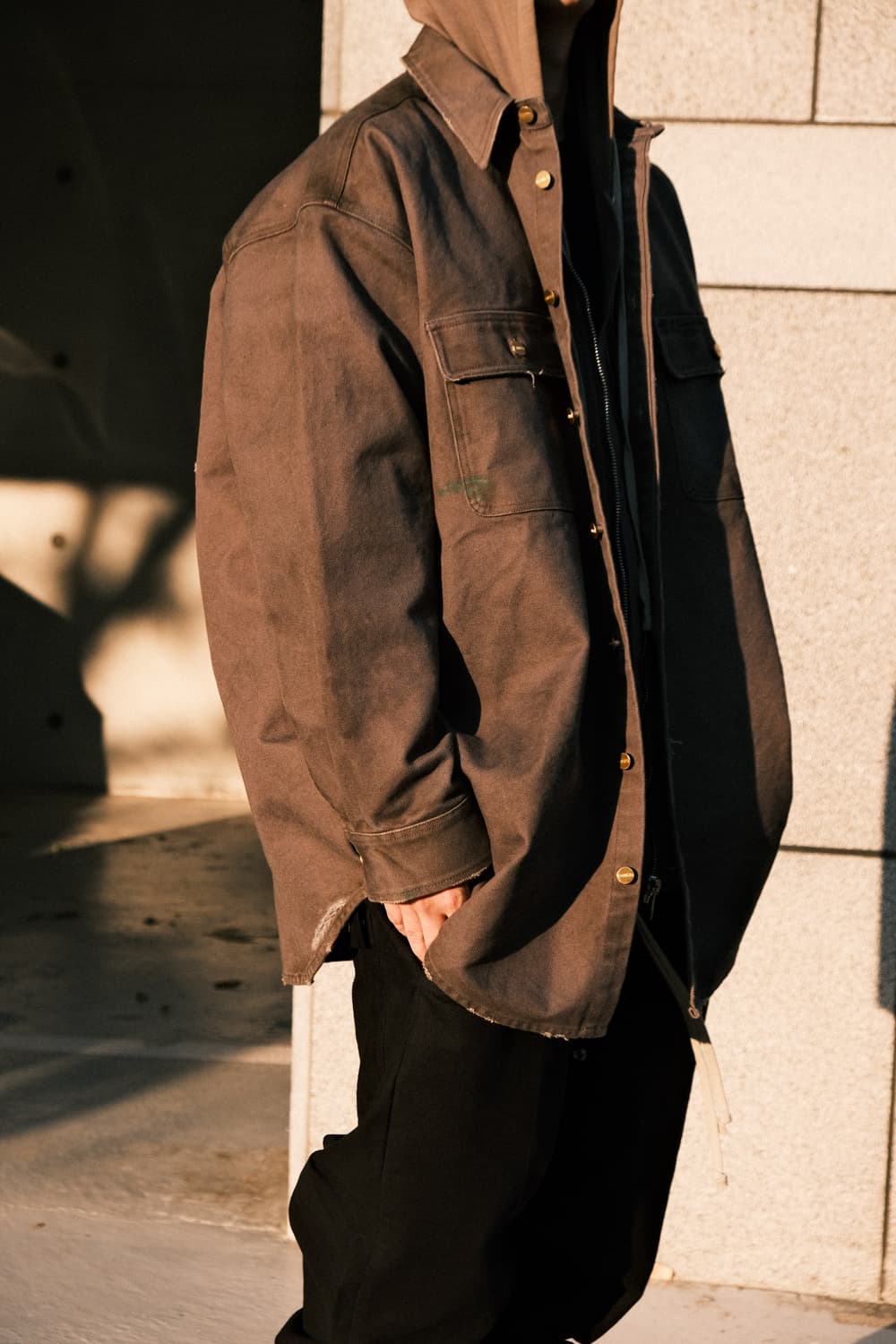 카미야 25SS 보로 덕 페인팅 셔츠 자켓 그레이 상품이미지6