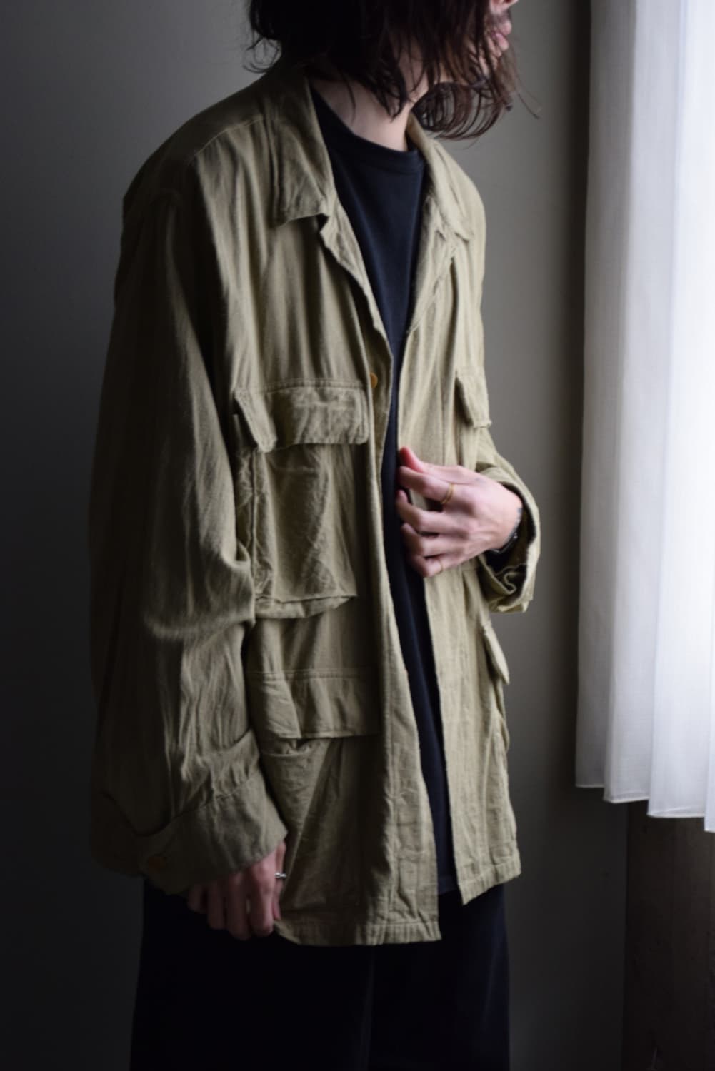 [3] 코모리 comoli 25ss BDU 실크 자켓 셔츠 카키 상품이미지3