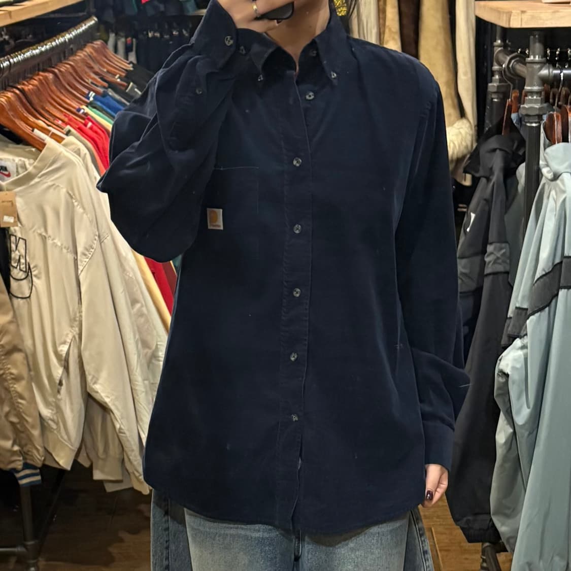 [HI] Carhartt 칼하트 코듀로이 긴팔셔츠 네이비 상품이미지2