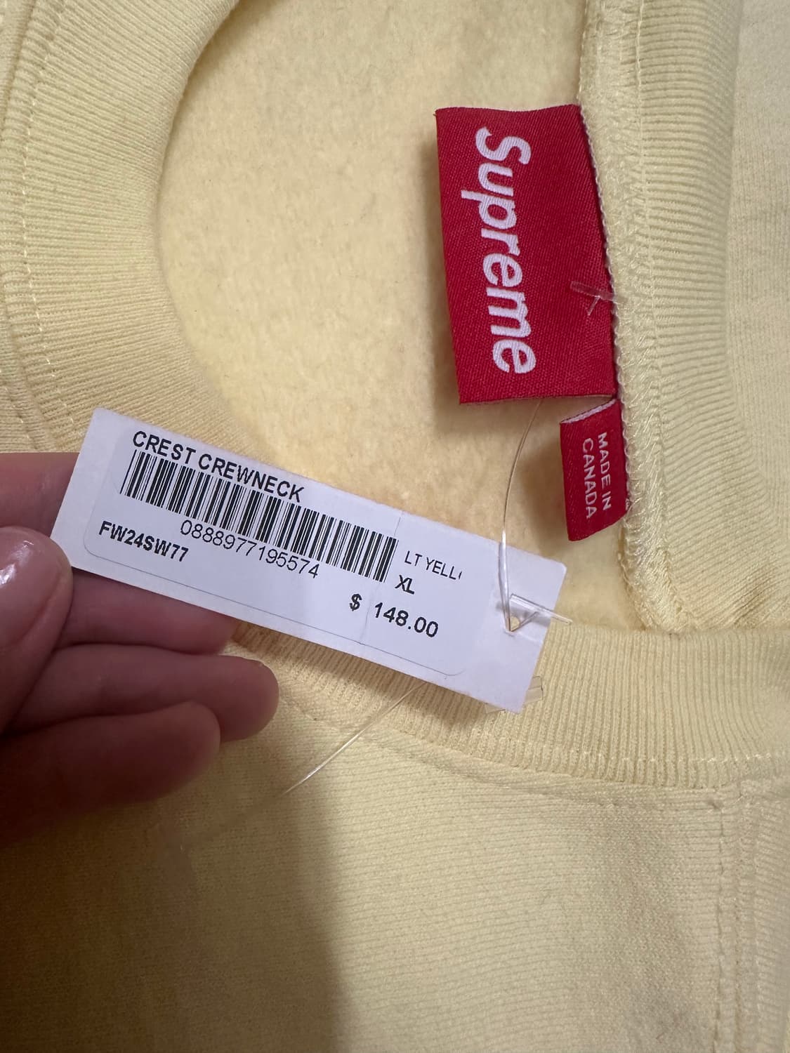 24FW 슈프림 크레스트 크루넥 맨투맨 라이트 옐로우 상품이미지2