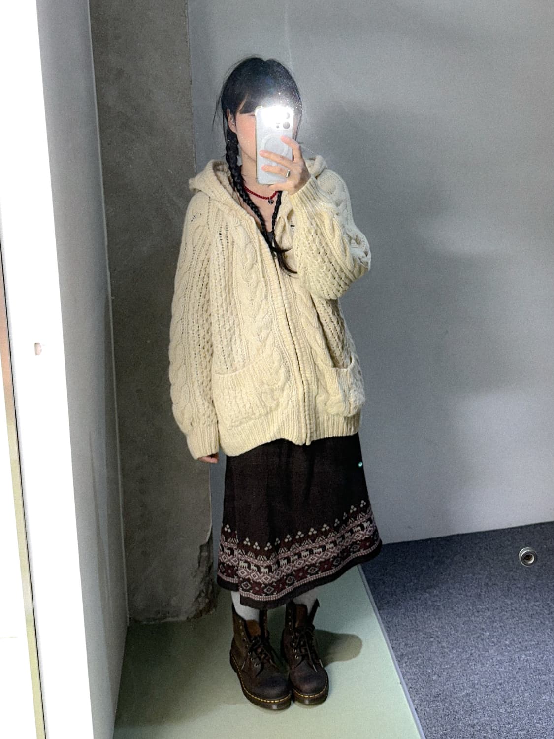 brown winter knit skirt 상품이미지3
