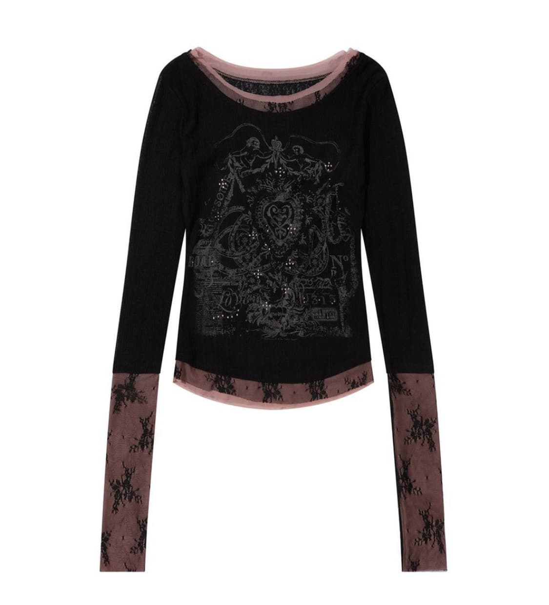 Triple Lace Layered Tee Black 상품이미지1