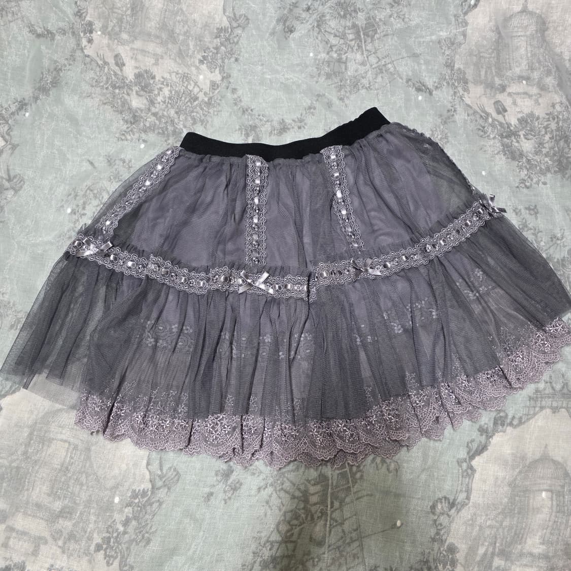 엑시즈팜 리본 레이스 샤 스커트 모리 갸루일브히메갸루 상품이미지2