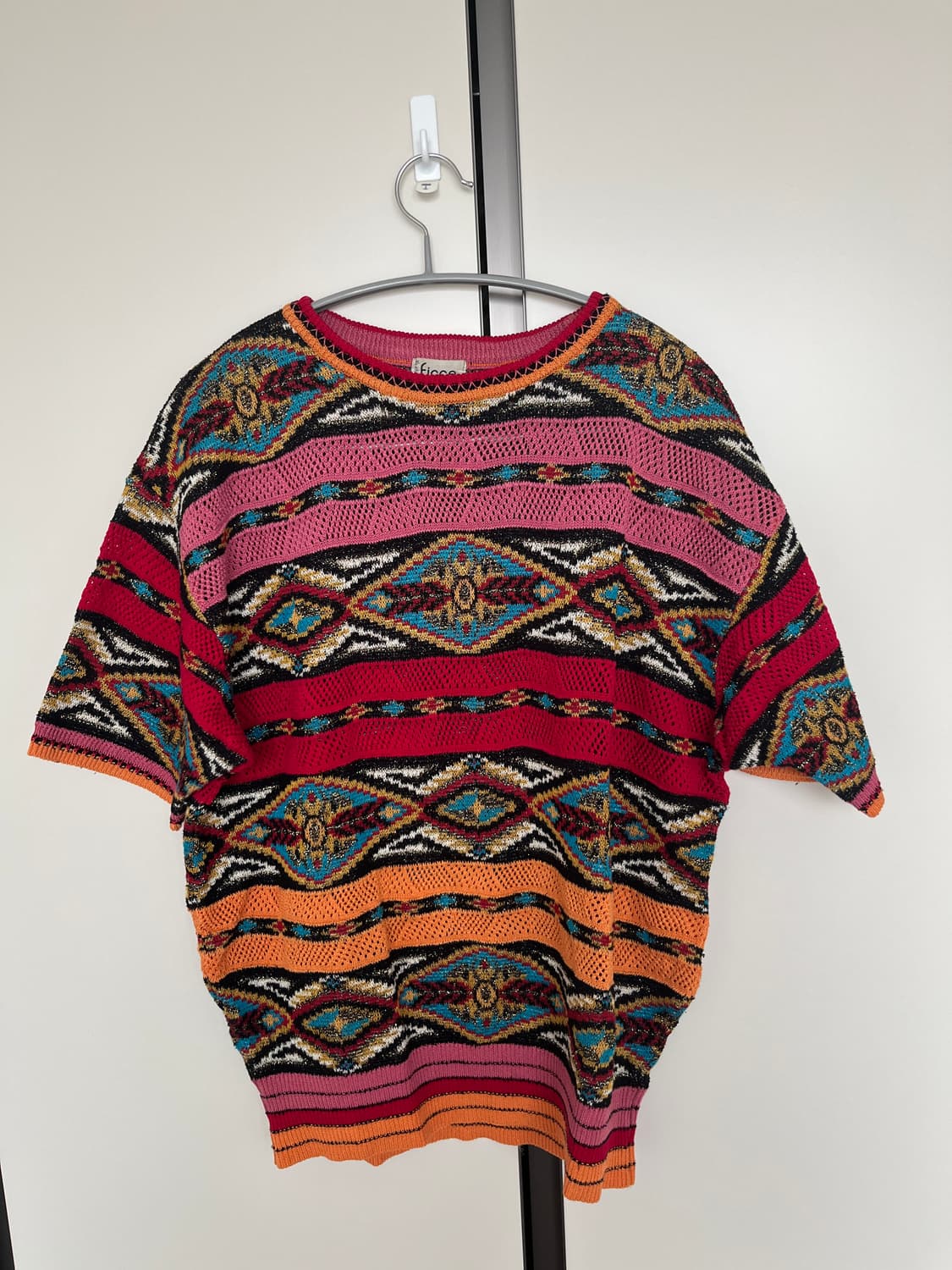 ficce 에스닉 기하학 패턴 반팔 니트 상품이미지1