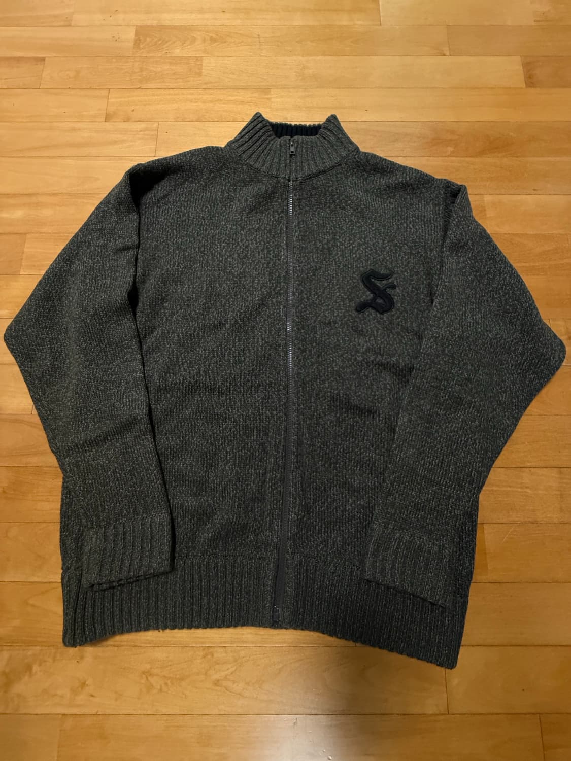 90s STUSSY 스투시 빈티지 울 혼방 집업 니트 가디건 상품이미지4